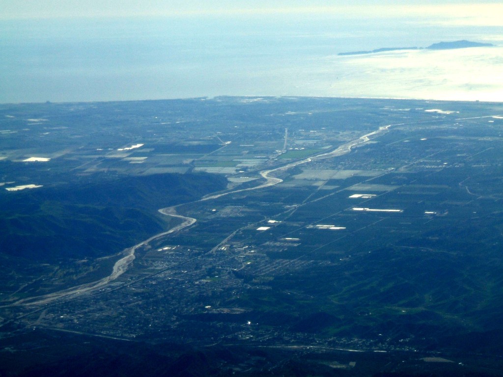 Aerial view of Santa Clara river estuary, Ventura County California
