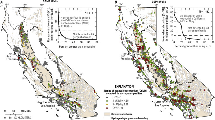 Comparison of Chromium detections in GAMA and SWRCB Division of Drinking Waterdata