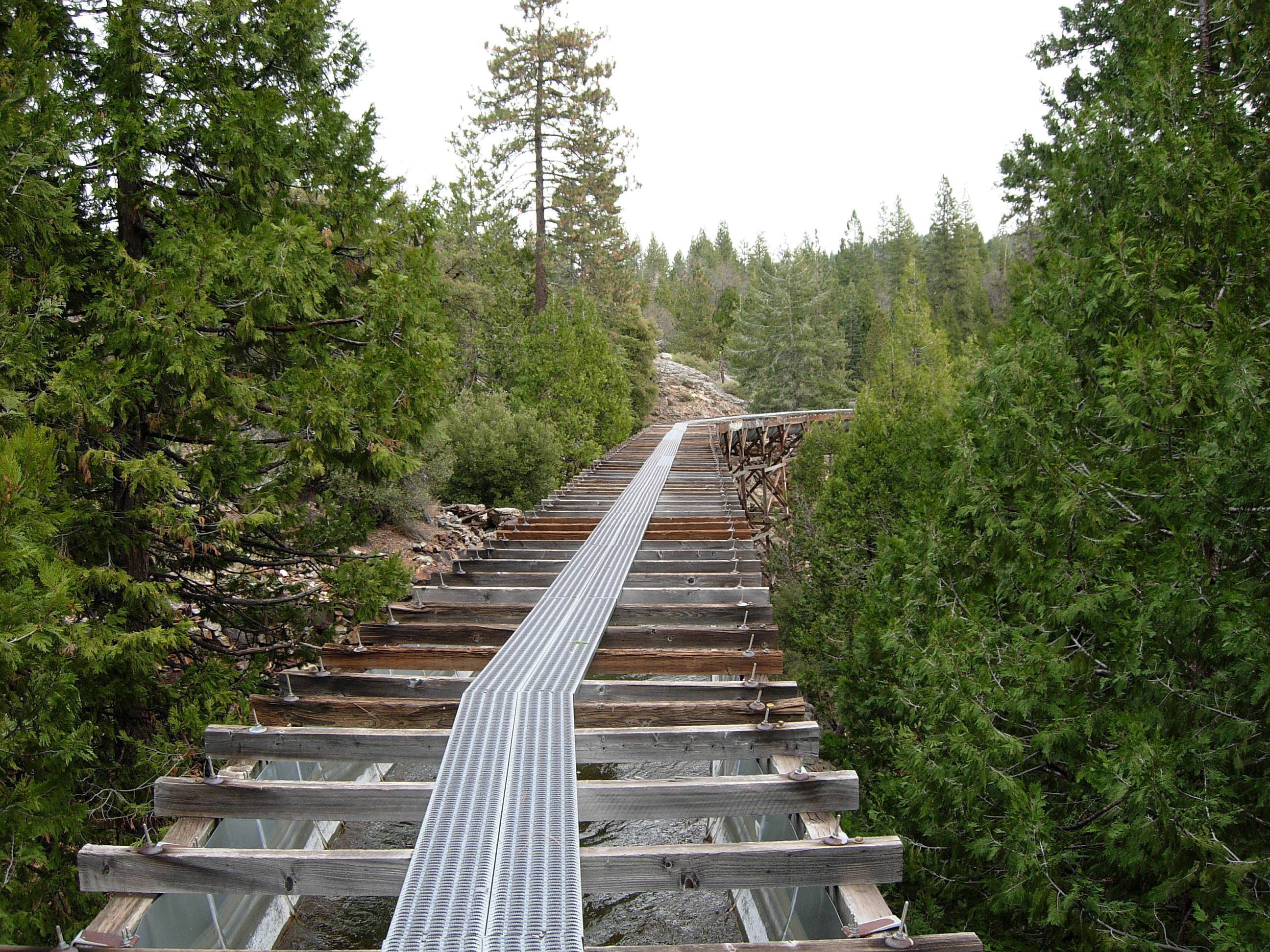 Elevated water canal in Nevada County, California