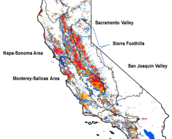  Highest density of domestic wells in California highlighted across the state 