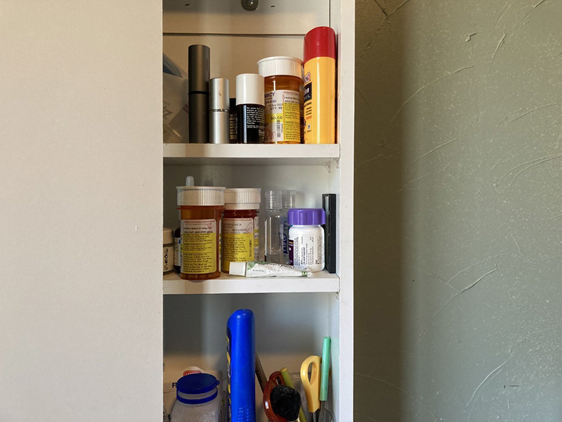 Pharmaceuticals and personal care products in medicine cabinet