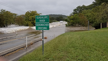 Flooding at a Guadalupe River bridge crossing