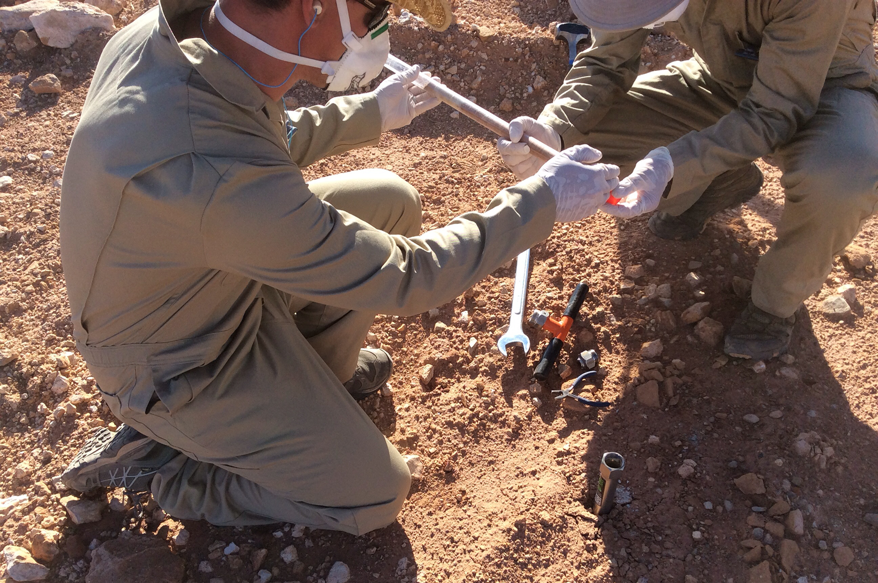  Retrieving soil core 1 