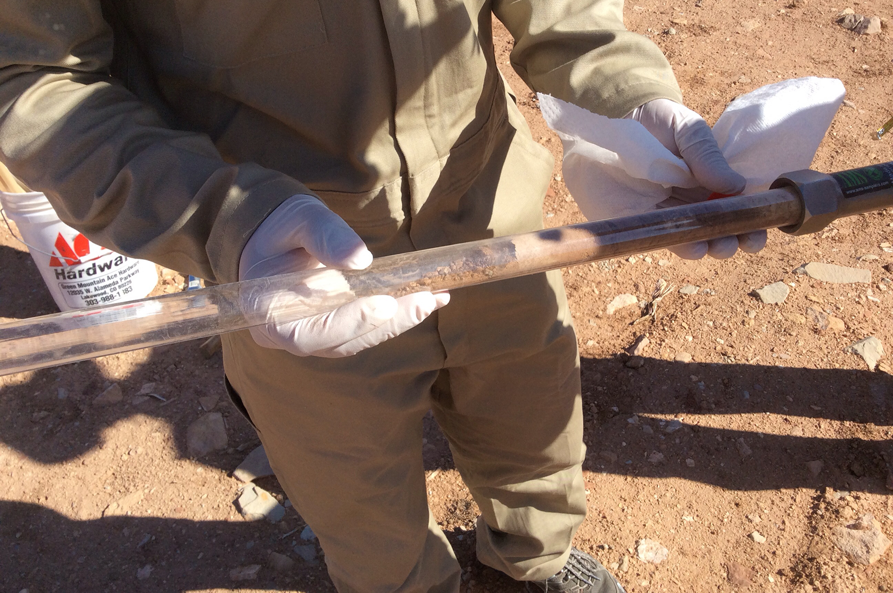 Extracting soil core 1 