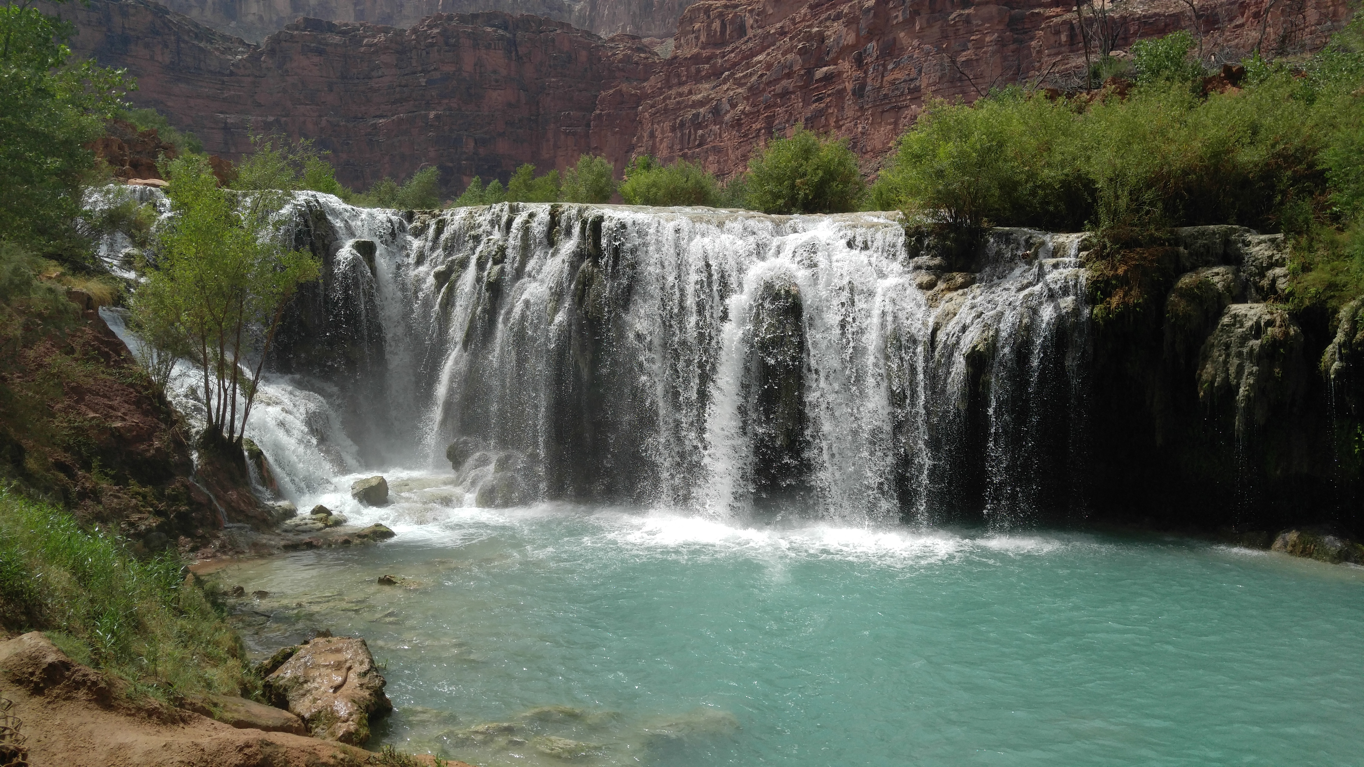  View of a small waterfall along Havasu Creek in the Grand Canyon 