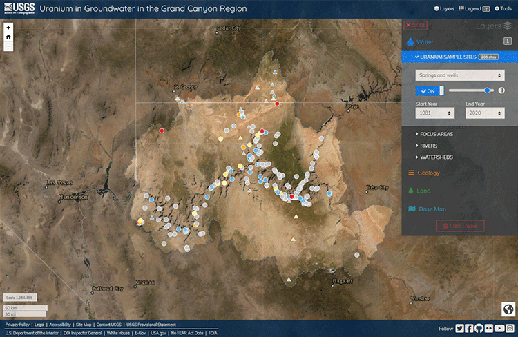 Grand Canyon Uranium in Groundwater Viewer (snapshot)
